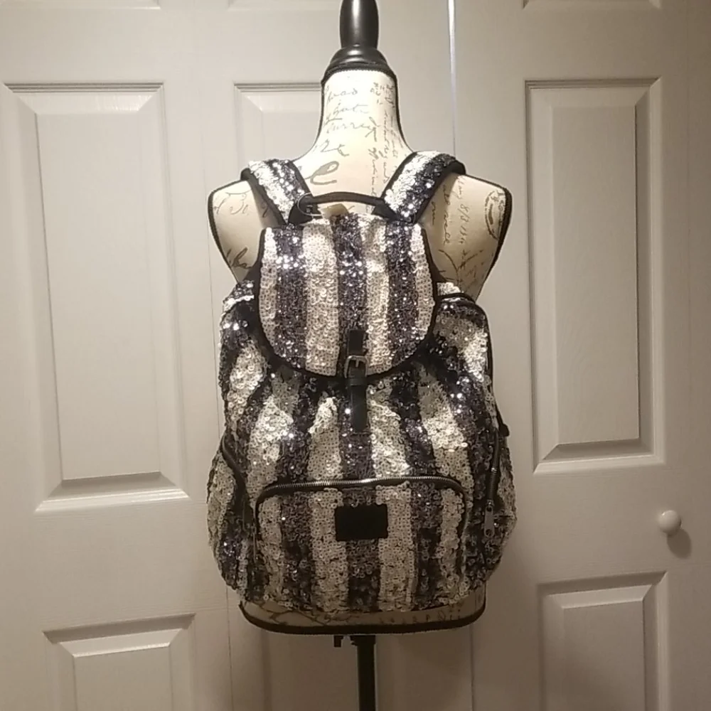 Brand New Victoria's Secret pink striped sequin ba… - Picture 1 of 8